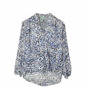 Veronica M blue and White cheetah print Women's Blouse
